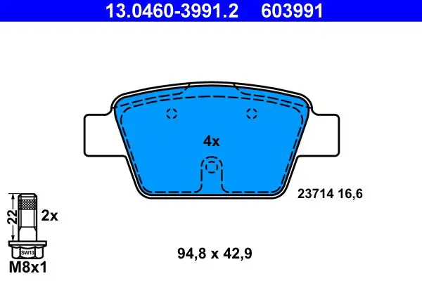 Handler.Part Brake pad set, disc brake ATE 13046039912 1