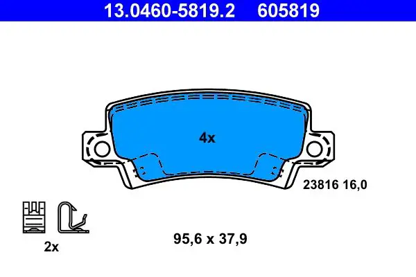 Handler.Part Brake pad set, disc brake ATE 13046058192 1