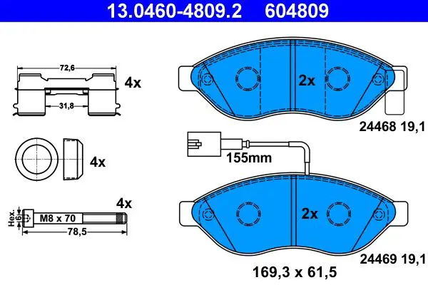 Handler.Part Brake pad set, disc brake ATE 13046048092 1