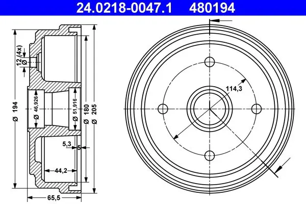 Handler.Part Brake drum ATE 24021800471 1