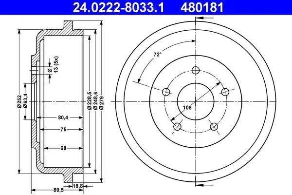 Handler.Part Brake drum ATE 24022280331 1