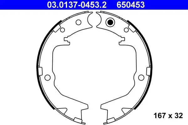 Handler.Part Brake shoe set, parking brake ATE 03013704532 1