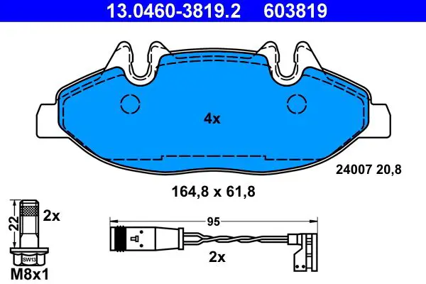 Handler.Part Brake pad set, disc brake ATE 13046038192 1