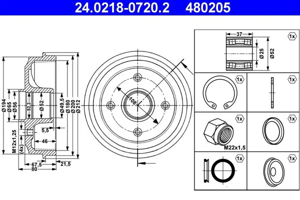 Handler.Part Brake drum ATE 24021807202 1