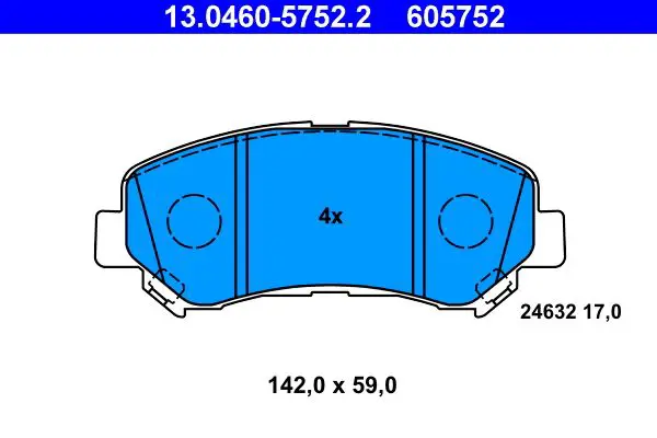 Handler.Part Brake pad set, disc brake ATE 13046057522 1