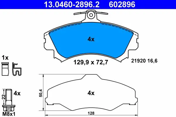 Handler.Part Brake pad set, disc brake ATE 13046028962 1