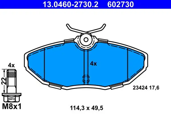 Handler.Part Brake pad set, disc brake ATE 13046027302 1