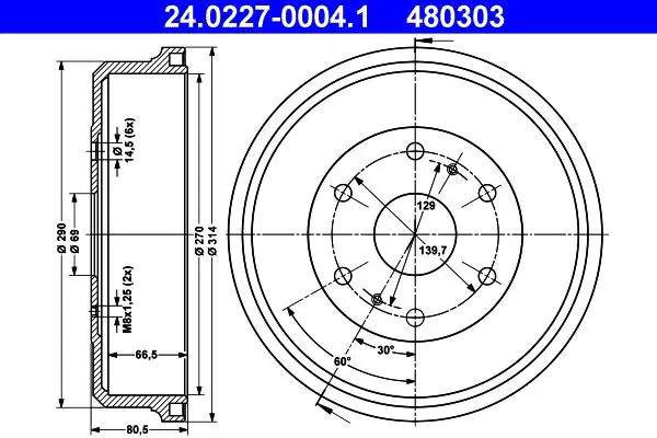 Handler.Part Brake drum ATE 24022700041 1