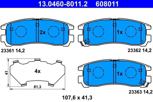 Handler.Part Brake pad set, disc brake ATE 13046080112 1