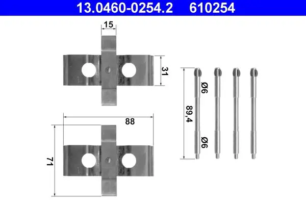 Handler.Part Accessory kit, disc brake pads ATE 13046002542 1