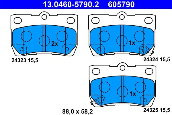 Handler.Part Brake pad set, disc brake ATE 13046057902 1