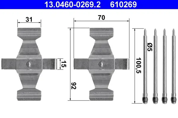 Handler.Part Accessory kit, disc brake pads ATE 13046002692 1