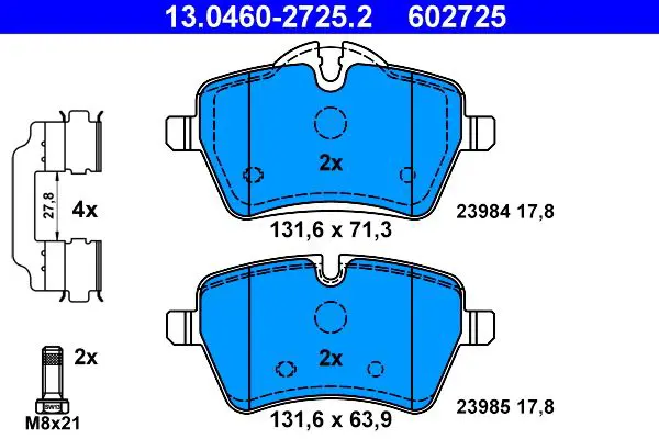 Handler.Part Brake pad set, disc brake ATE 13046027252 1