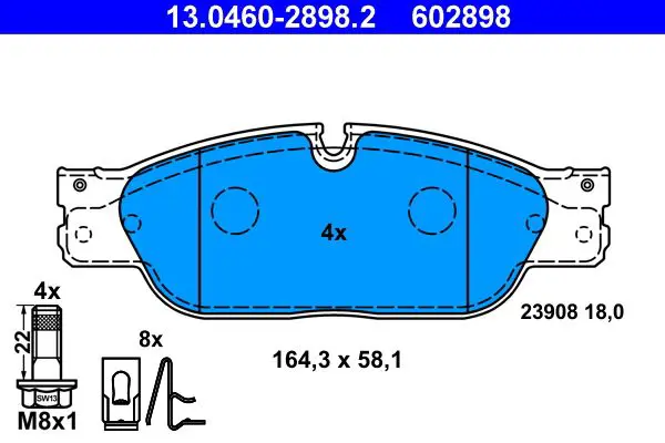 Handler.Part Brake pad set, disc brake ATE 13046028982 1