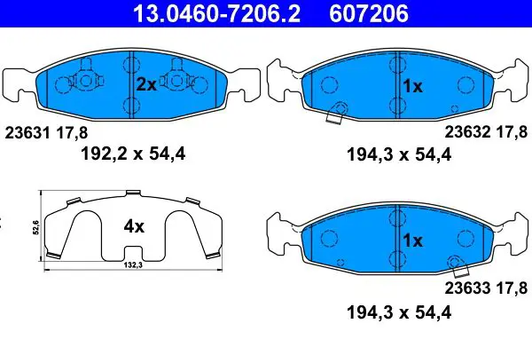 Handler.Part Brake pad set, disc brake ATE 13046072062 1