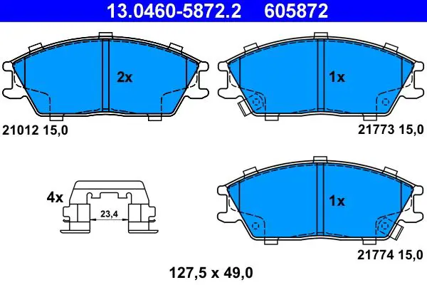 Handler.Part Brake pad set, disc brake ATE 13046058722 1