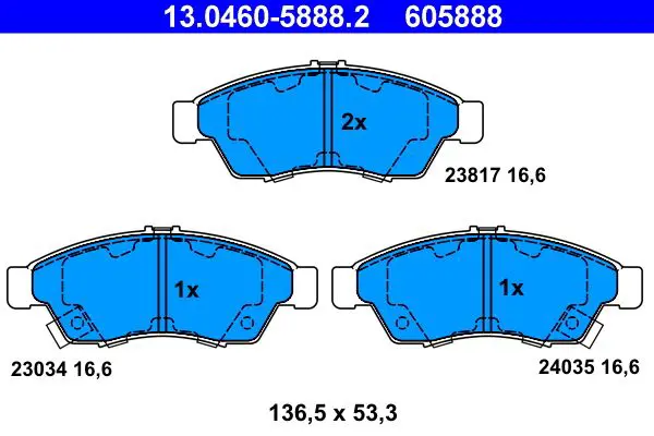 Handler.Part Brake pad set, disc brake ATE 13046058882 1