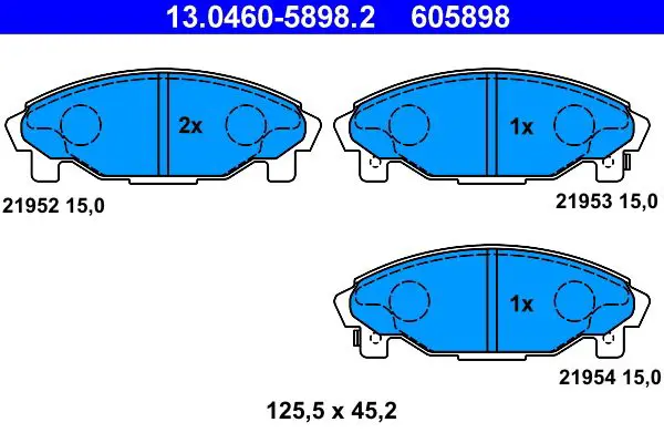 Handler.Part Brake pad set, disc brake ATE 13046058982 1