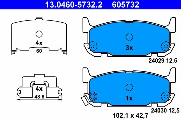 Handler.Part Brake pad set, disc brake ATE 13046057322 1