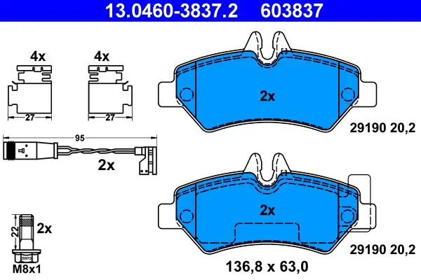 Handler.Part Brake pad set, disc brake ATE 13046038372 1