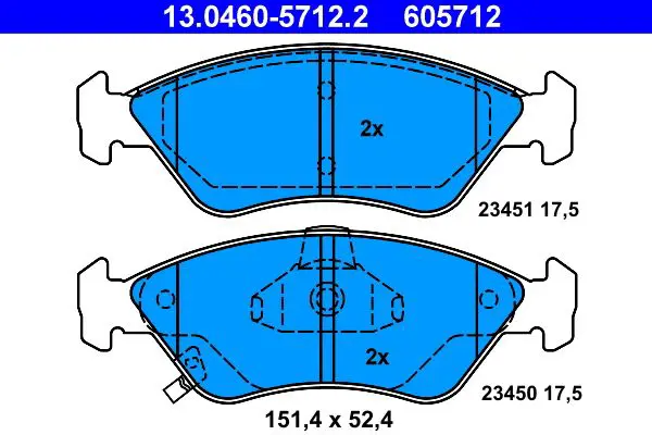 Handler.Part Brake pad set, disc brake ATE 13046057122 1