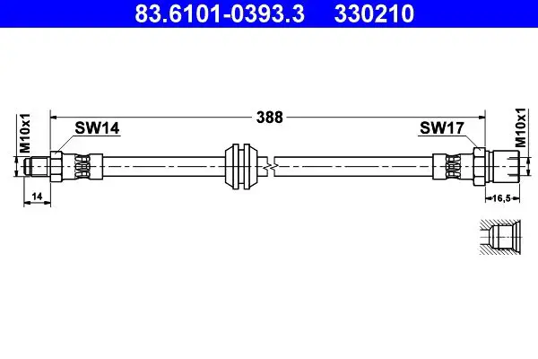 Handler.Part Brake hose ATE 83610103933 1