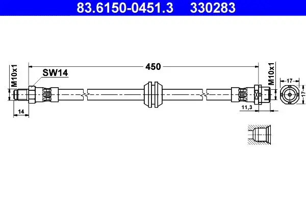 Handler.Part Brake hose ATE 83615004513 1