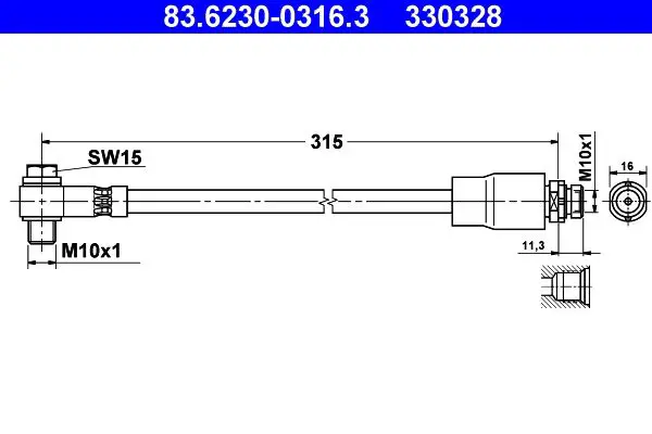 Handler.Part Brake hose ATE 83623003163 1