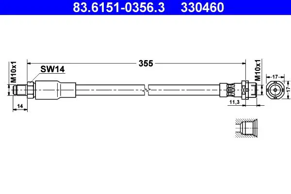 Handler.Part Brake hose ATE 83615103563 1