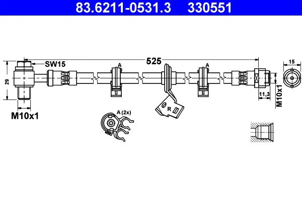 Handler.Part Brake hose ATE 83621105313 1