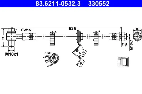 Handler.Part Brake hose ATE 83621105323 1