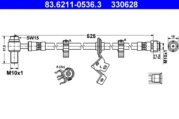 Handler.Part Brake hose ATE 83621105363 1