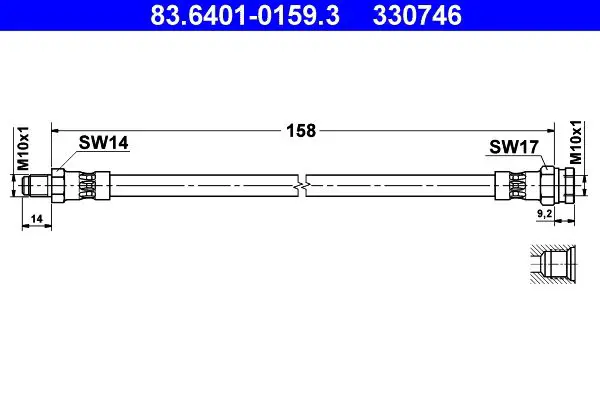 Handler.Part Brake hose ATE 83640101593 1