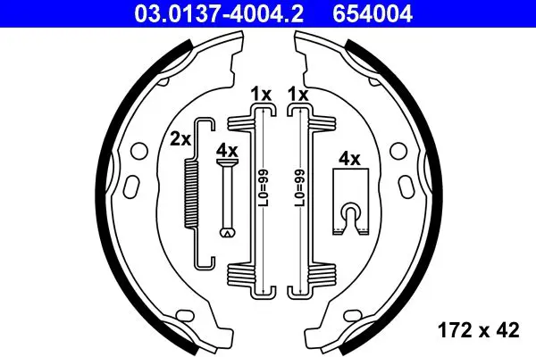 Handler.Part Brake shoe set, parking brake ATE 03013740042 1