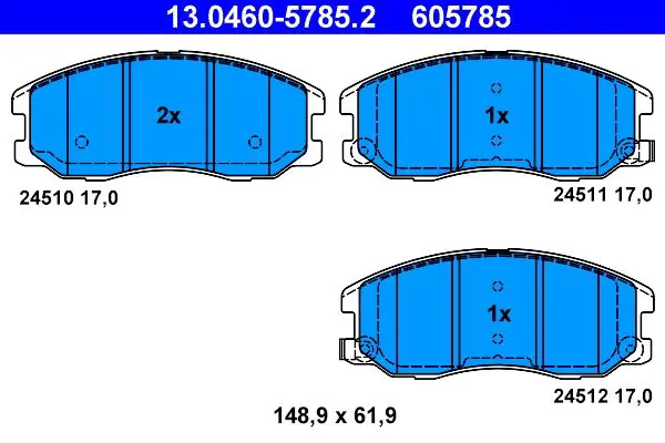 Handler.Part Brake pad set, disc brake ATE 13046057852 1