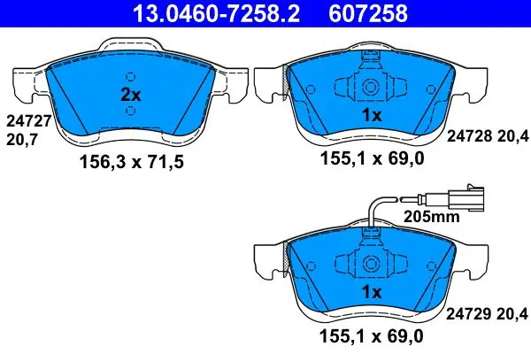 Handler.Part Brake pad set, disc brake ATE 13046072582 1