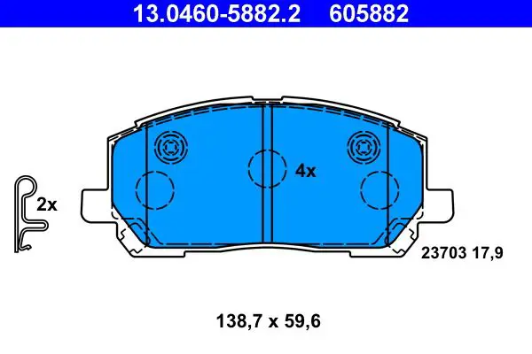 Handler.Part Brake pad set, disc brake ATE 13046058822 1