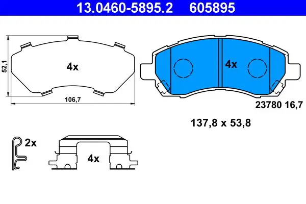 Handler.Part Brake pad set, disc brake ATE 13046058952 1