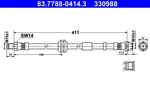 Handler.Part Brake hose ATE 83778804143 1