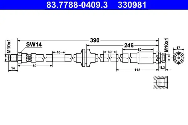 Handler.Part Brake hose ATE 83778804093 1