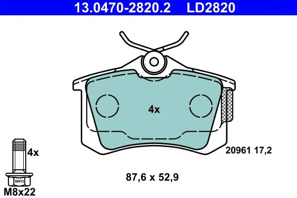 Handler.Part Brake pad set, disc brake ATE 13047028202 1