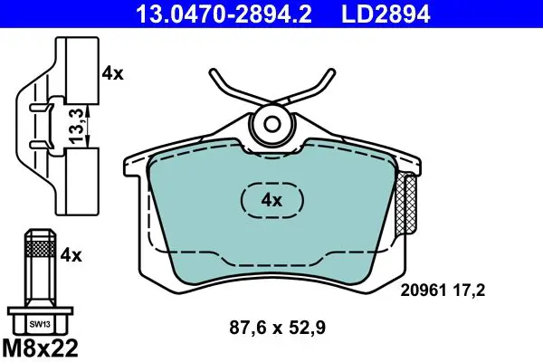 Handler.Part Brake pad set, disc brake ATE 13047028942 1