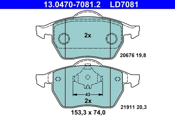 Handler.Part Brake pad set, disc brake ATE 13047070812 1