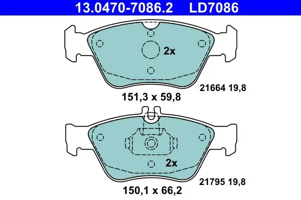 Handler.Part Brake pad set, disc brake ATE 13047070862 1