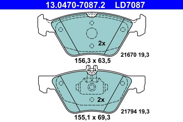 Handler.Part Brake pad set, disc brake ATE 13047070872 1