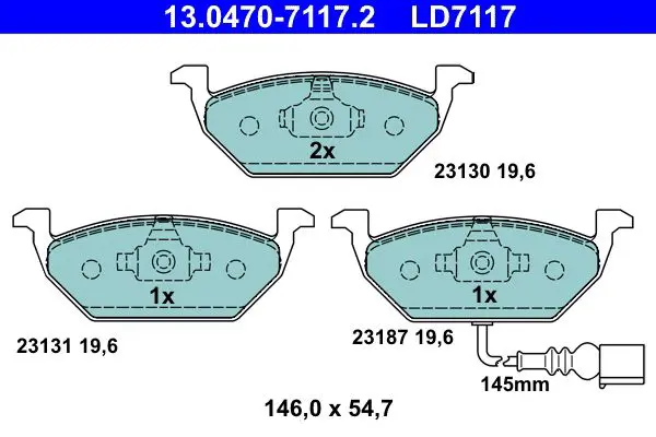 Handler.Part Brake pad set, disc brake ATE 13047071172 1