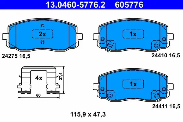 Handler.Part Brake pad set, disc brake ATE 13046057762 1