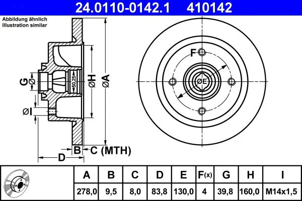 Handler.Part Brake disc ATE 24011001421 1