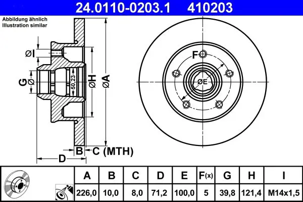 Handler.Part Brake disc ATE 24011002031 1