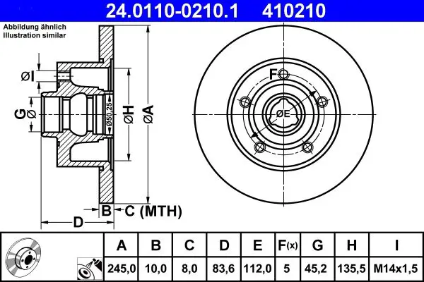 Handler.Part Brake disc ATE 24011002101 1